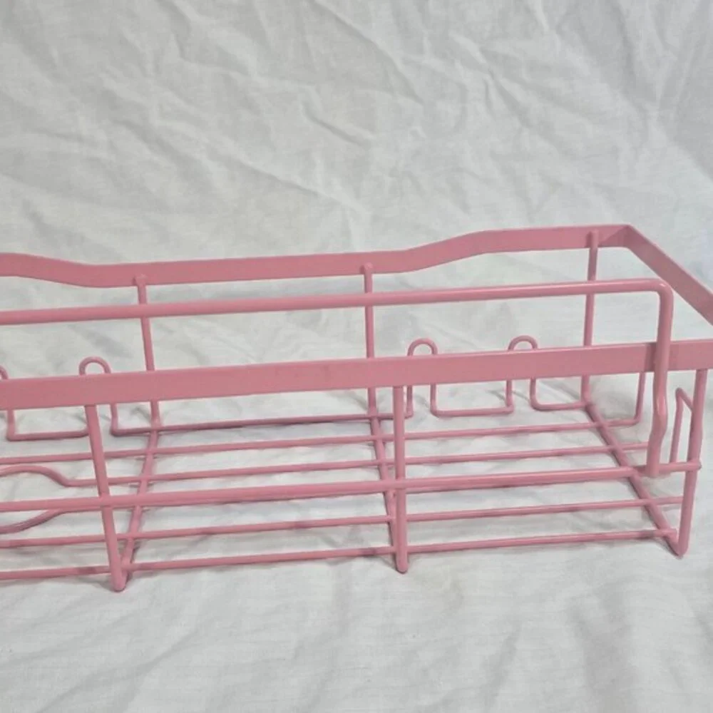 pink metal wire rust‎ resistant coating shower basket organizer storage caddy